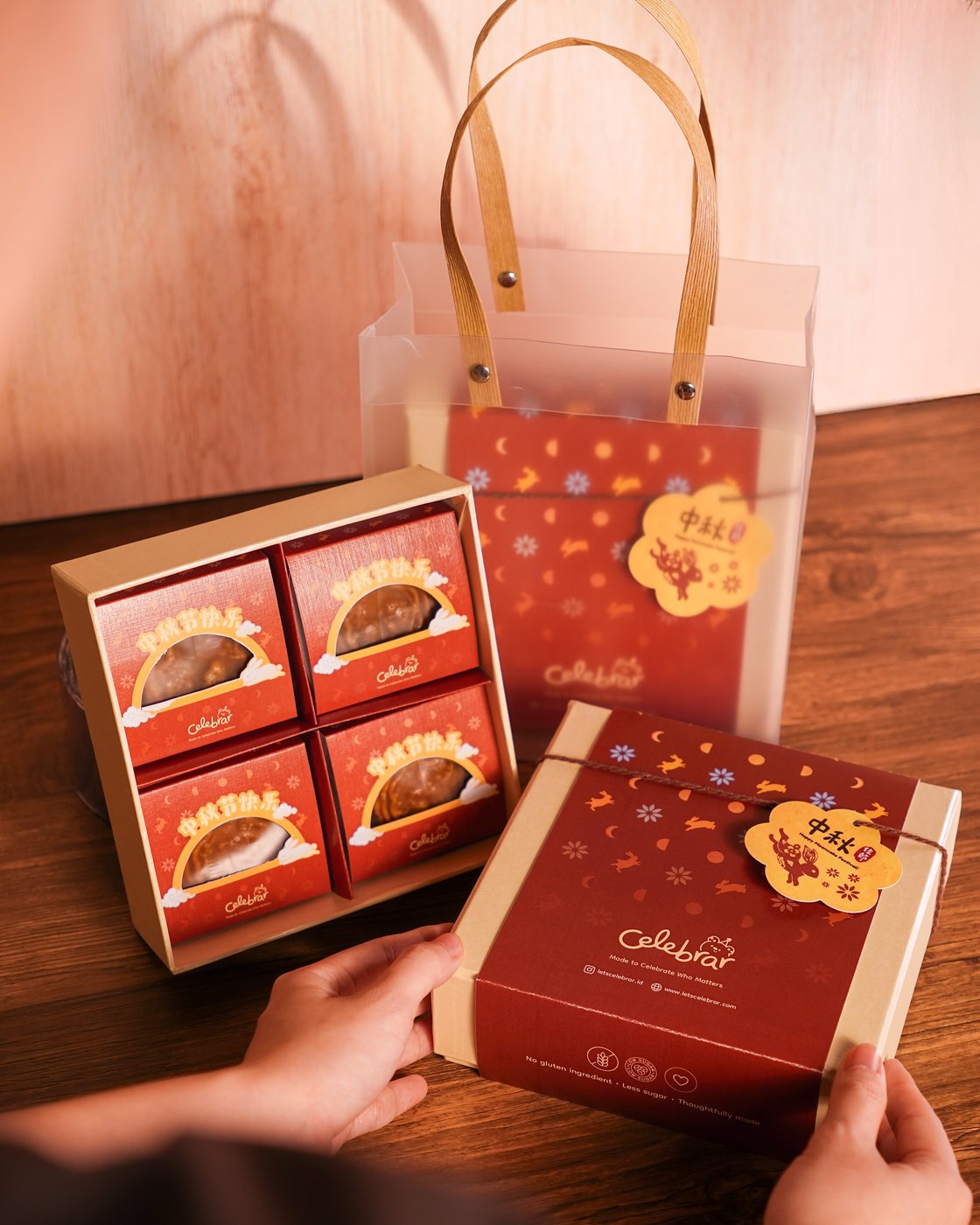 Box of 4 packaging with bamboo translucent PVC bag
